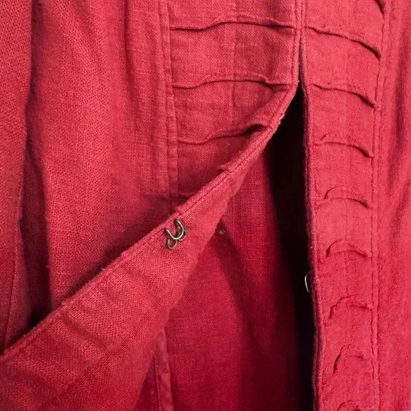Coldwater Creek women’s Lt Wt Jacket sz 4-6 Red Linen Rayon 3/4 Sleeves - Picture 8 of 9